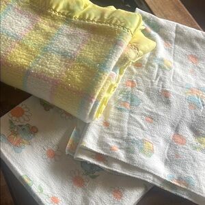 Vintage  Baby Blanket and 2 Receiving Blankets